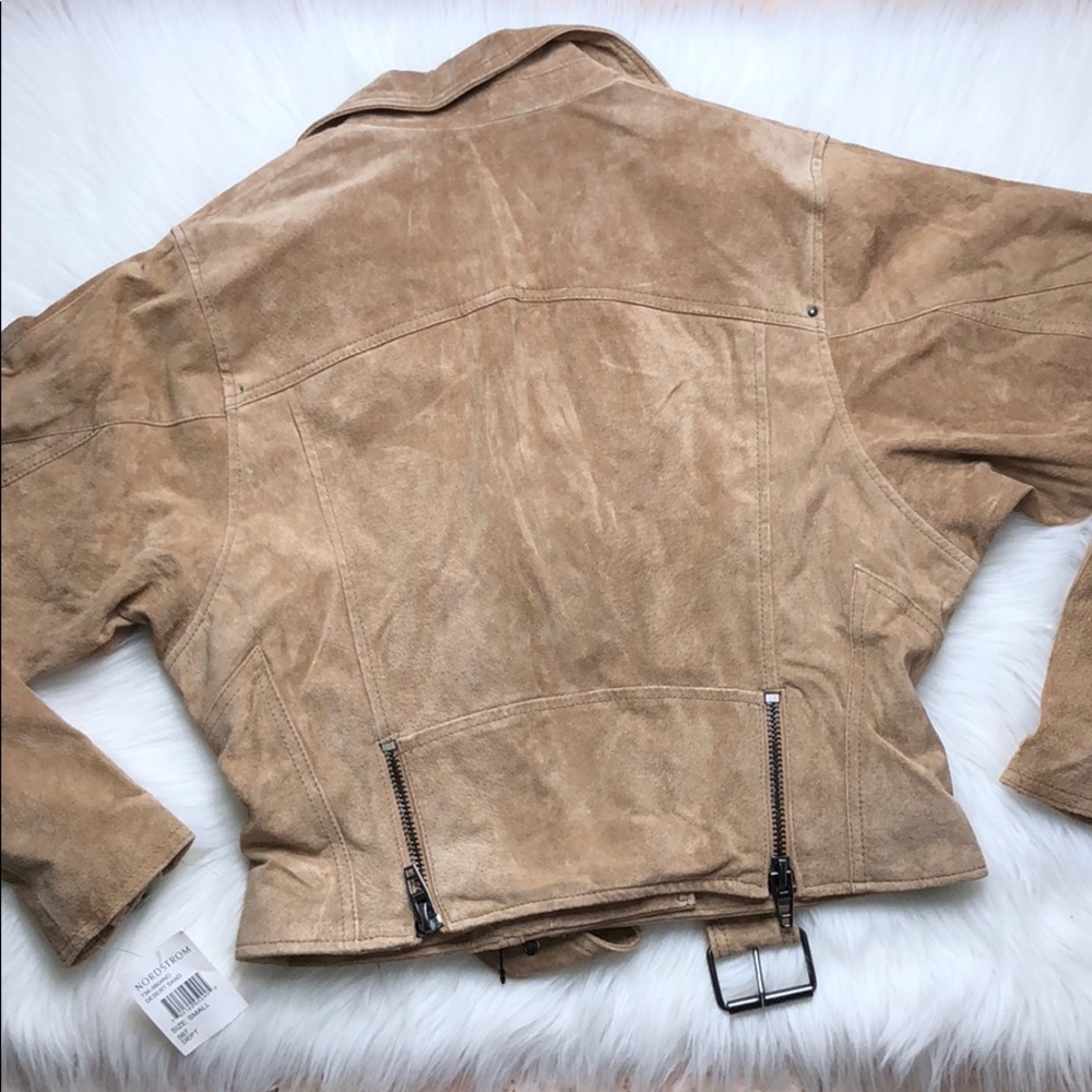 BLANK NYC SUEDE LEATHER MOTO DESERT SAND JACKET - Picture 4 of 8